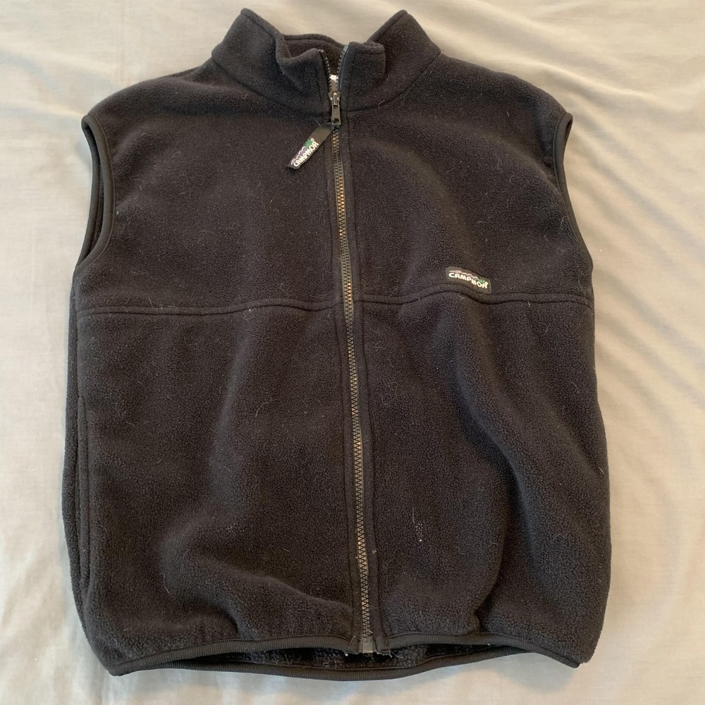 Campmor Vest Mens Medium‎ Black Fleece Full Zip Hiking Outdoor Travel Layer